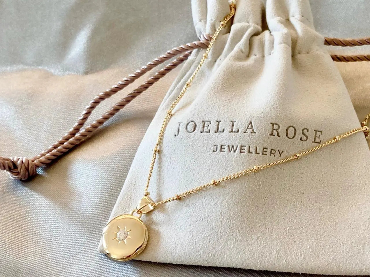 18K Gold & CZ Locket with Chain, Satellite Chain, Cubic Zirconia, Gift for Her