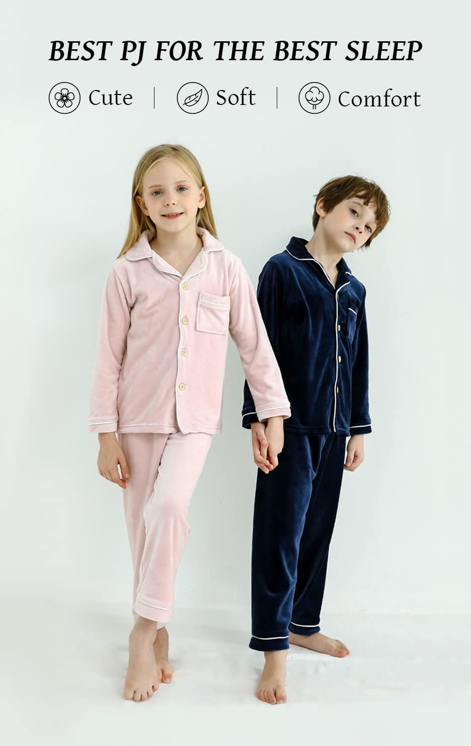 Kids' Clothing Set, Coral Fleece Clothing, Button down Winter Warm Long Sleeve Clothing, Boys Girls 3-12 Years