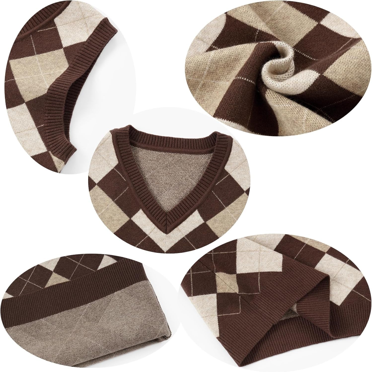 Boys Sweater Vest V Neck Argyle Sleeveless Uniform Knit Plaid Kids Clothes