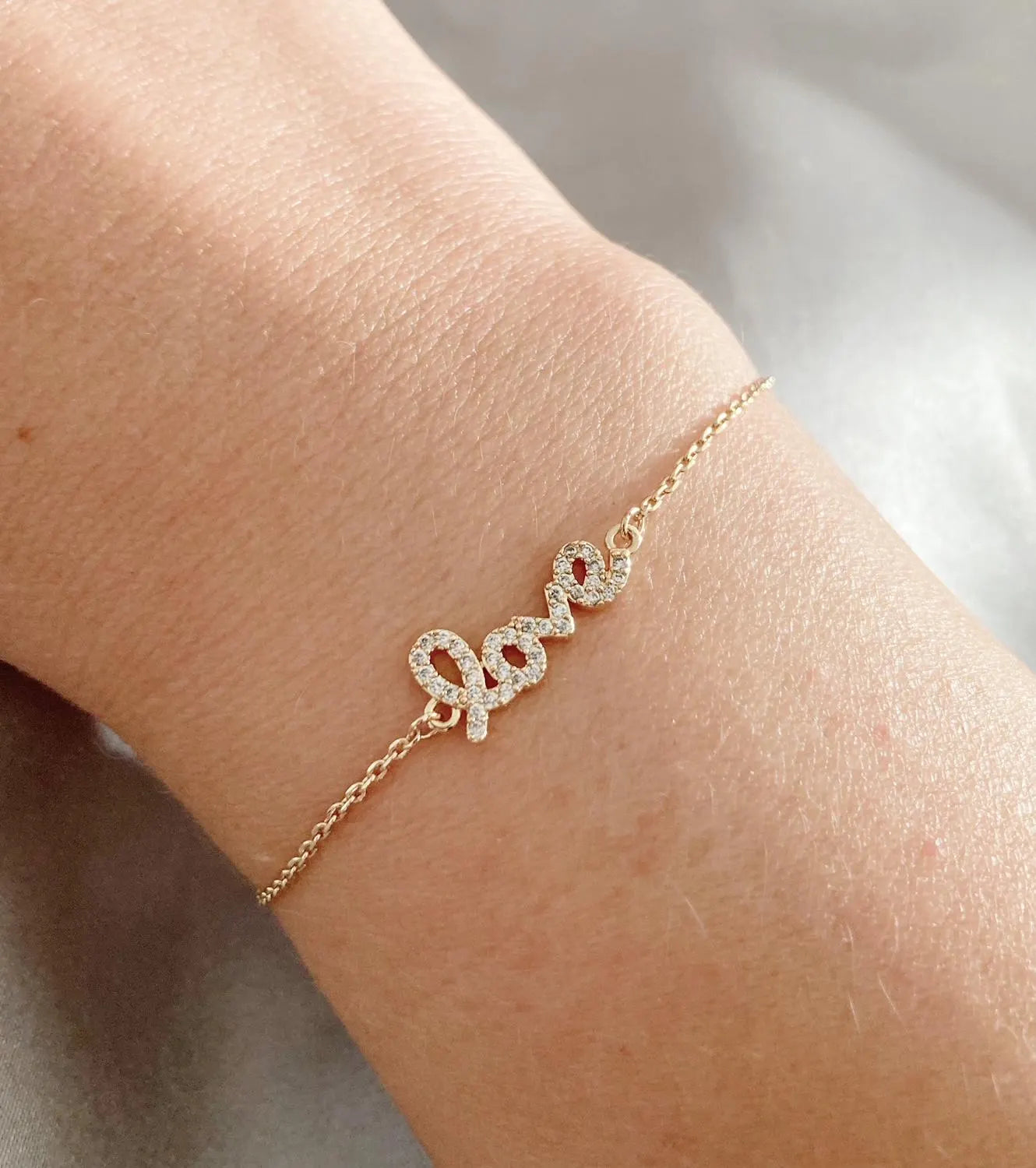 18K Gold Love Bracelet: Minimalist Friendship Jewelry, Gift for Her