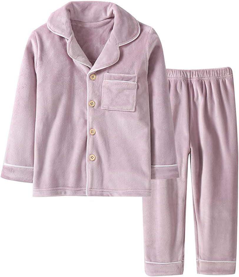 Kids' Clothing Set, Coral Fleece Clothing, Button down Winter Warm Long Sleeve Clothing, Boys Girls 3-12 Years