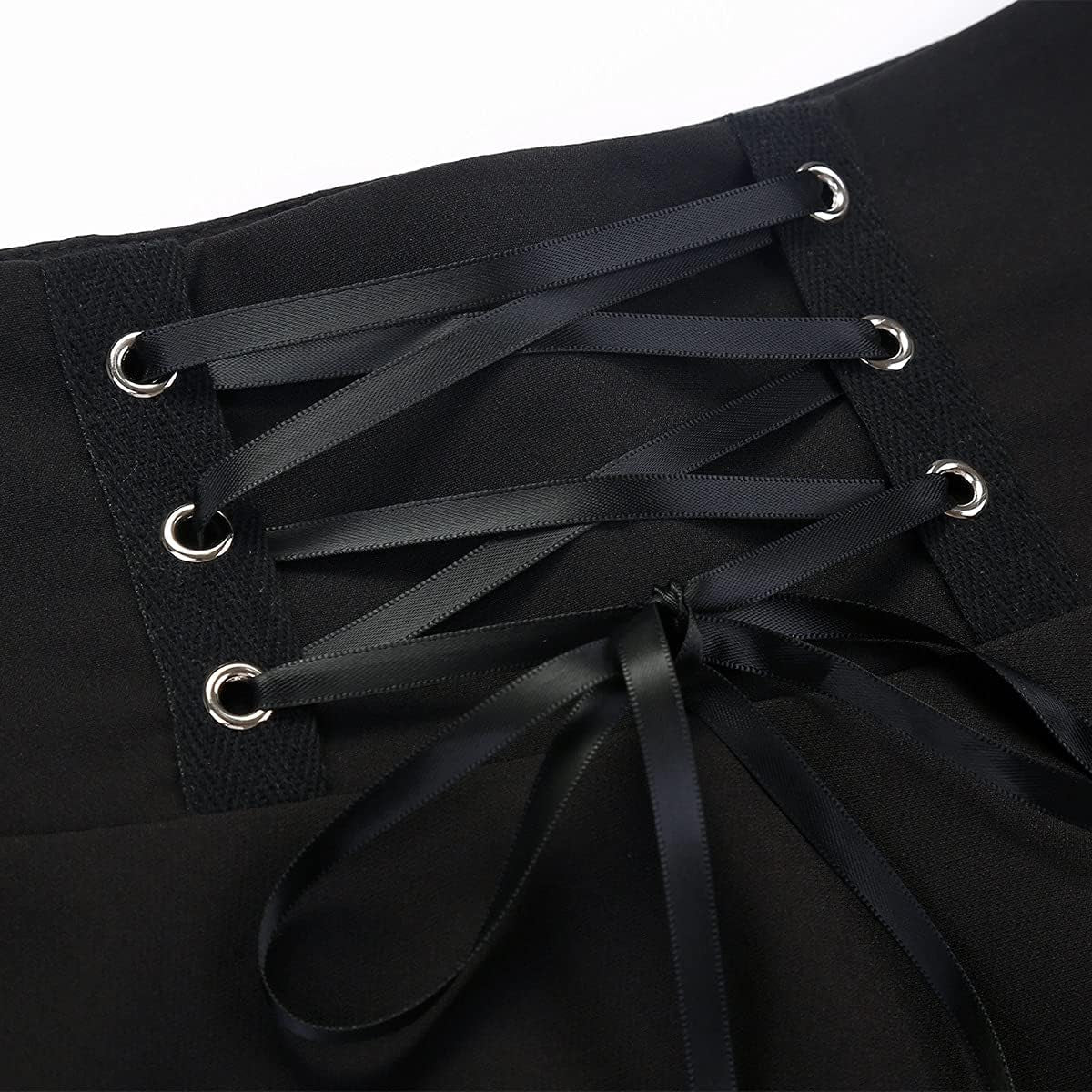 Short Plaid Skirts for Womens Lace up Gothic Pleated Mini Skater Skirts