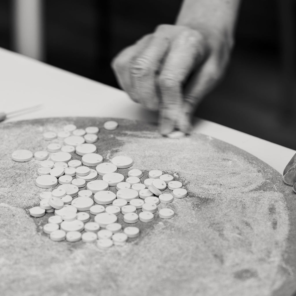 Handmade Porcelain Necklace: Silver Mist Charm, Elegant Jewelry