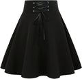 Short Plaid Skirts for Womens Lace up Gothic Pleated Mini Skater Skirts