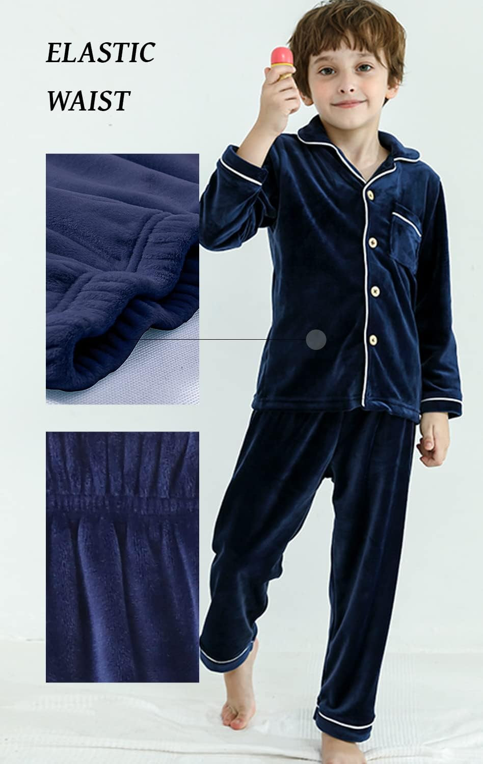 Kids' Clothing Set, Coral Fleece Clothing, Button down Winter Warm Long Sleeve Clothing, Boys Girls 3-12 Years