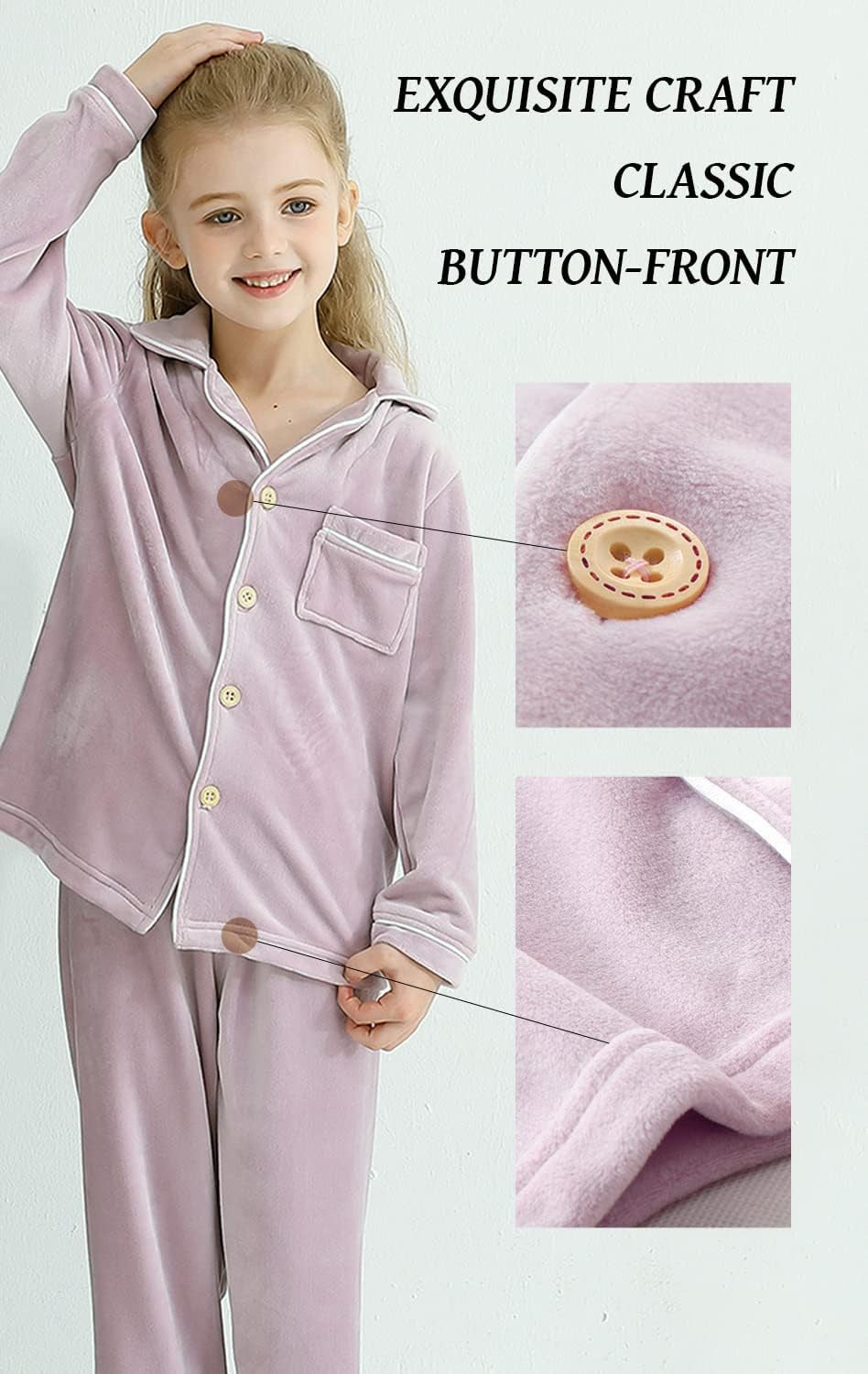 Kids' Clothing Set, Coral Fleece Clothing, Button down Winter Warm Long Sleeve Clothing, Boys Girls 3-12 Years