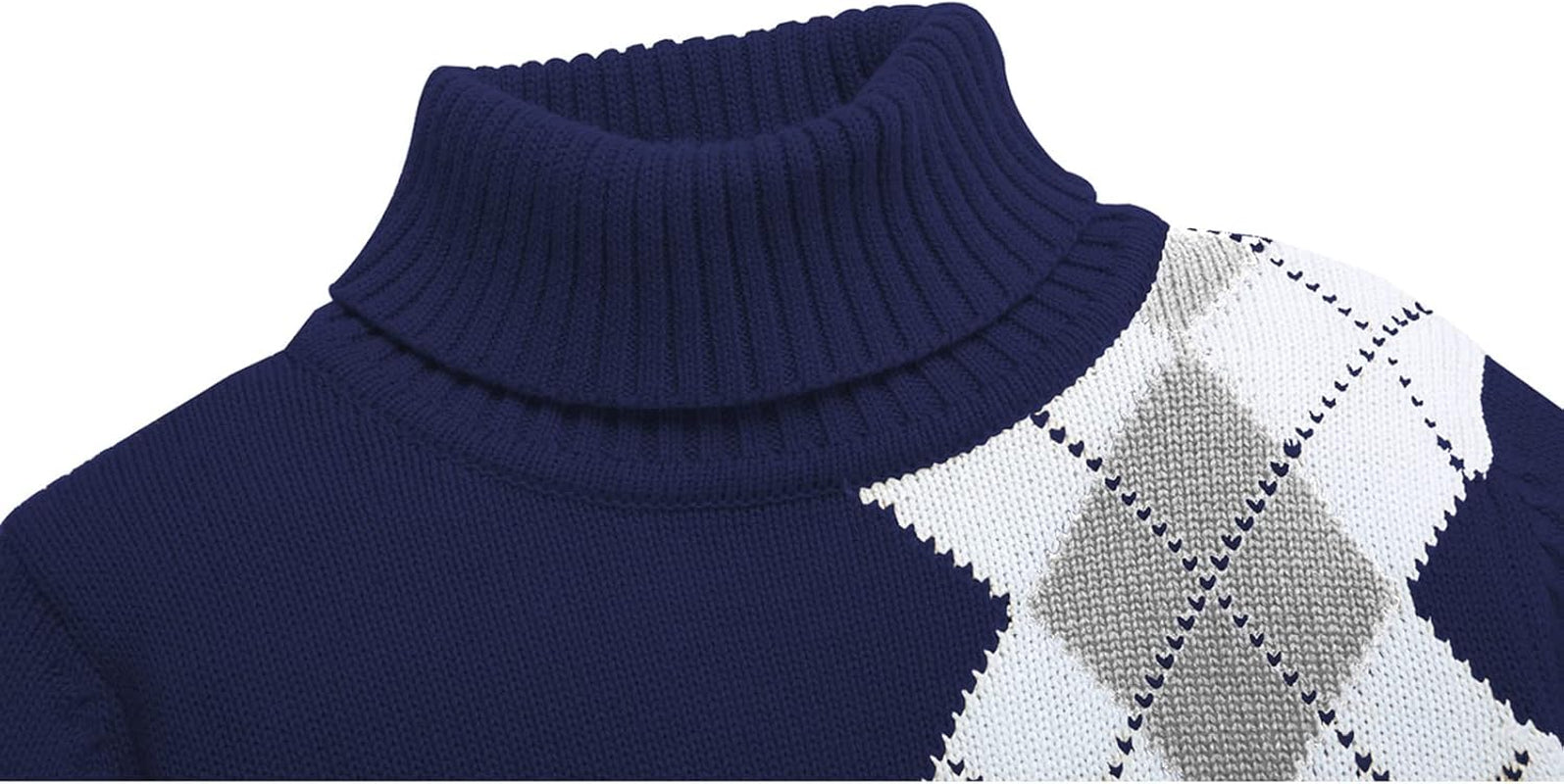 Kids Long Sleeve Sweater Argyle Uniform Plaid Turtleneck Pullover for Boys Girls