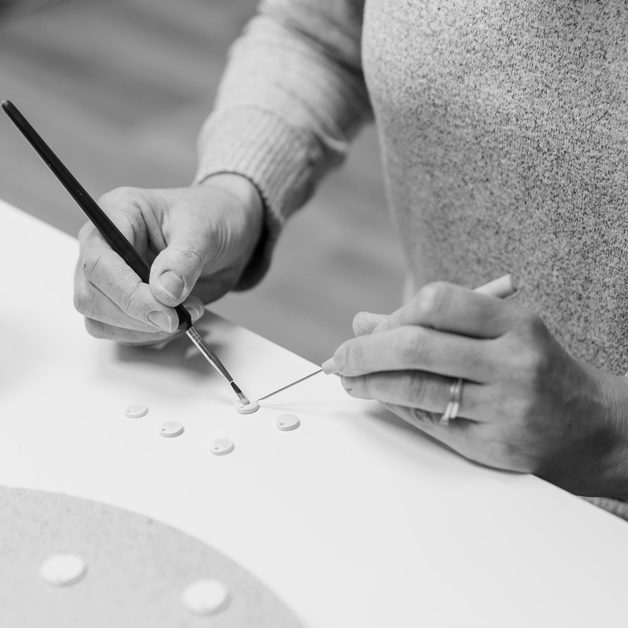 Handmade Porcelain Necklace: Silver Mist Charm, Elegant Jewelry