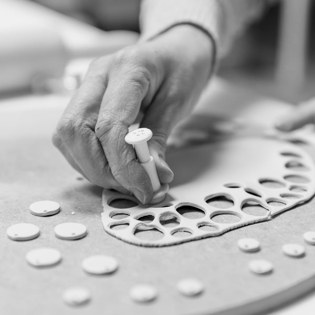 Handmade Porcelain Necklace: Silver Mist Charm, Elegant Jewelry