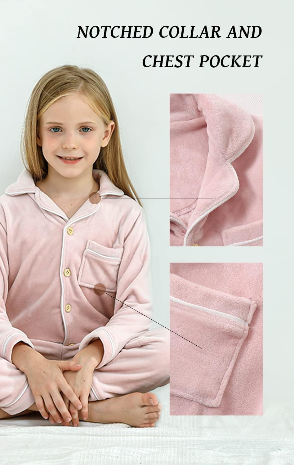 Kids' Clothing Set, Coral Fleece Clothing, Button down Winter Warm Long Sleeve Clothing, Boys Girls 3-12 Years