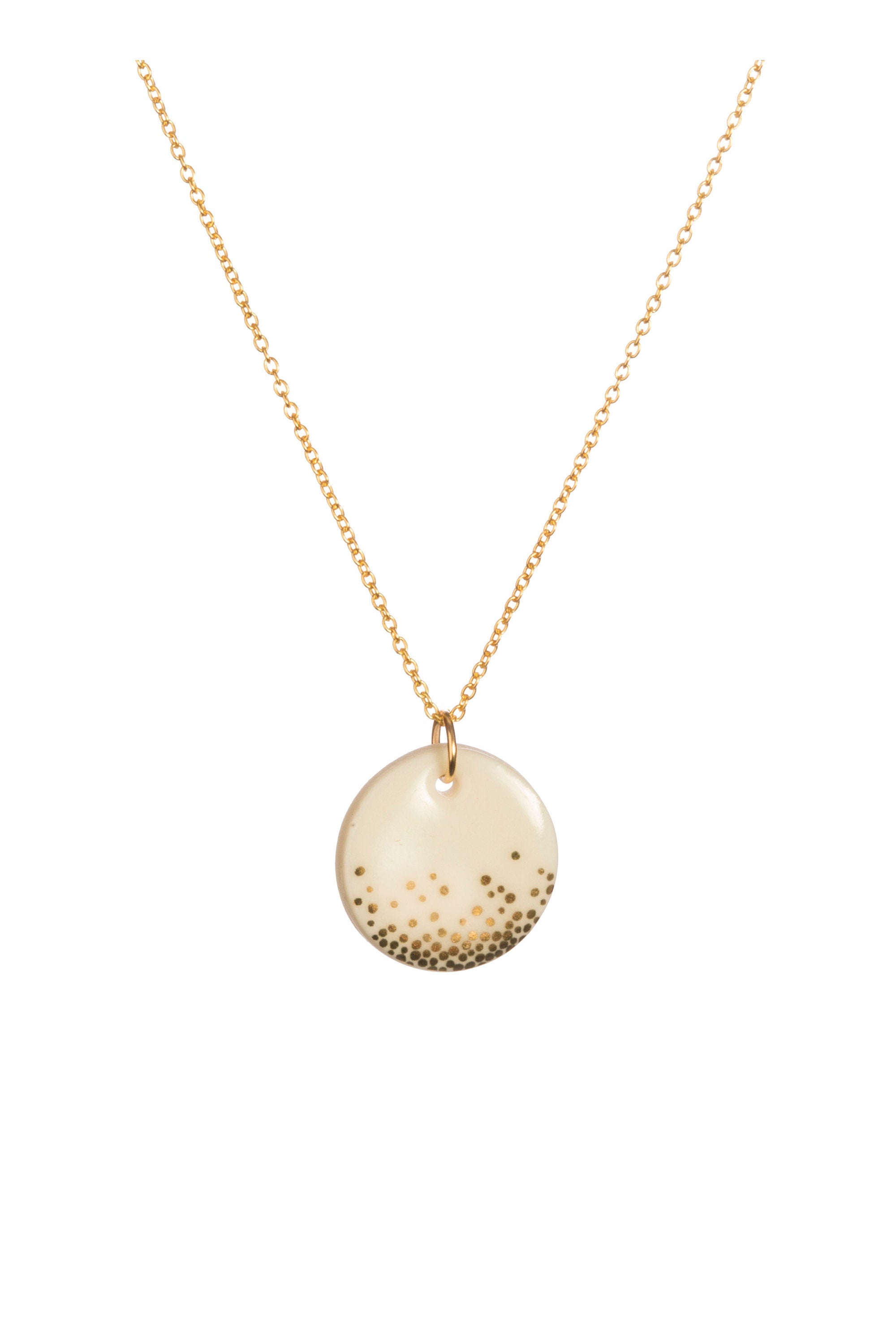 Handmade Porcelain Necklace: Silver Mist Charm, Elegant Jewelry